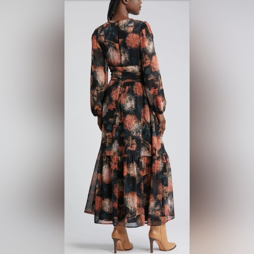 Chelsea28 Floral Split Long Sleeve Tiered Maxi Dress Size XXS - Picture 2 of 16